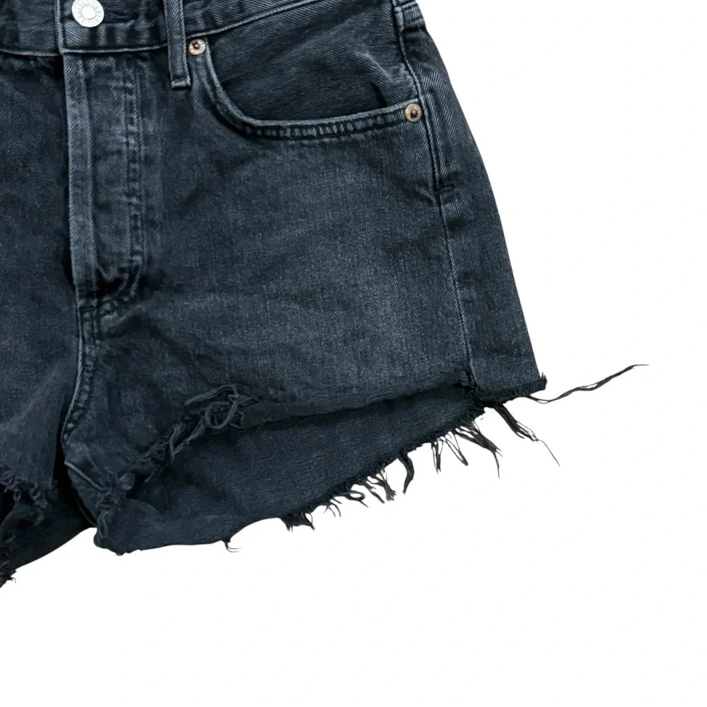 AGOLDE Parker Vintage cut Off Short Crash Black Wash Raw Hem Distressed Size 25